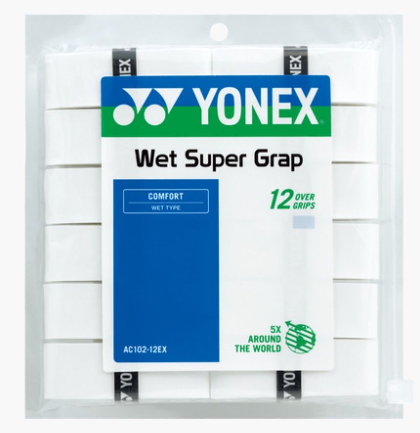 YONEX Overgrip Wet Super Grap (Paquet de 12), Couleur: Blanc / White