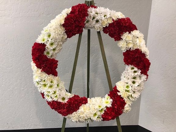 Funeral Standing Wreath Red and White