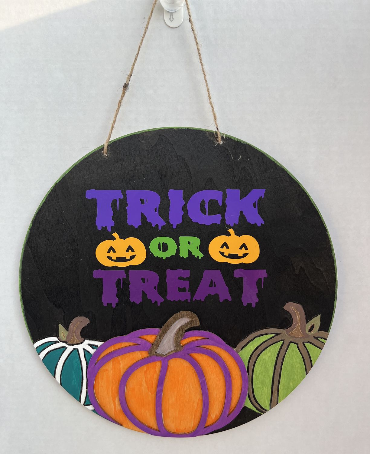 Wooden 3D Trick or treat sign