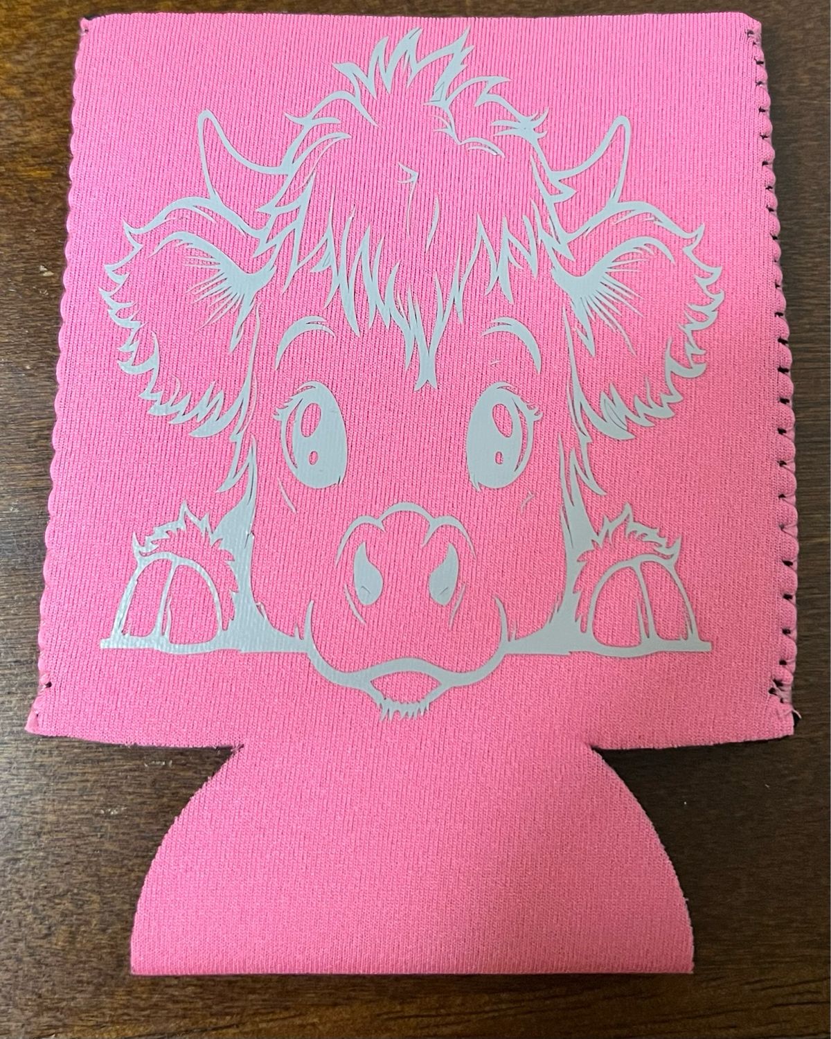 Pink Highland Cow Koozie