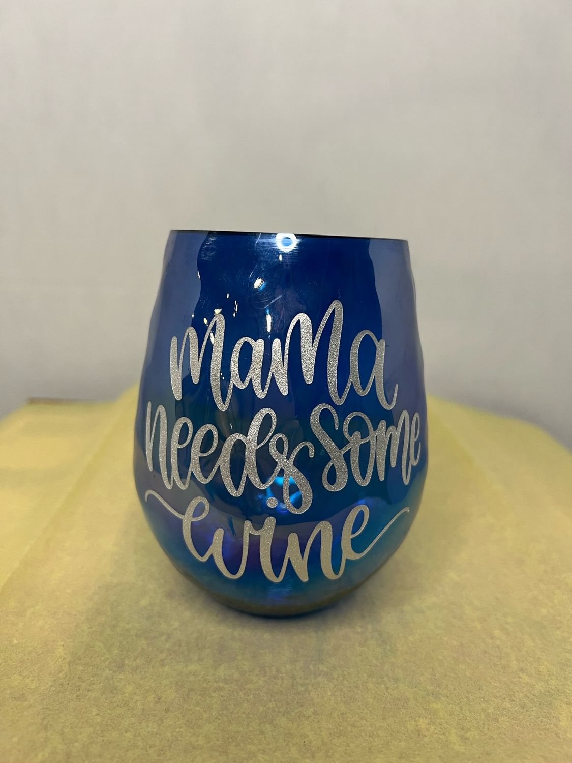 Blue Opaque Plastic Wine Glass