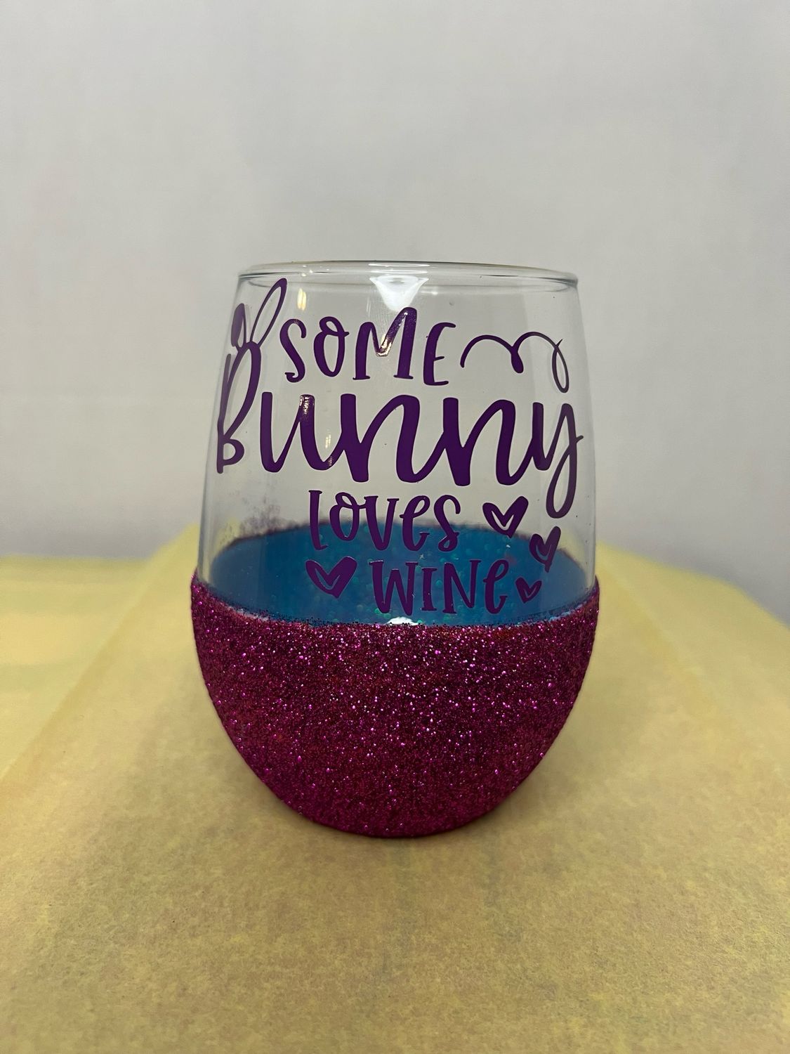 Easter Bunny Peek A Boo Stemless Wine Glass