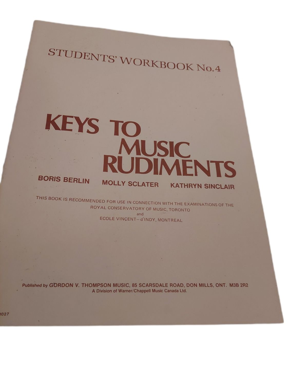 Workbook 4 Keys to Music Rudiments Boris Berlin Molly Sclater Kathryn Sinclair