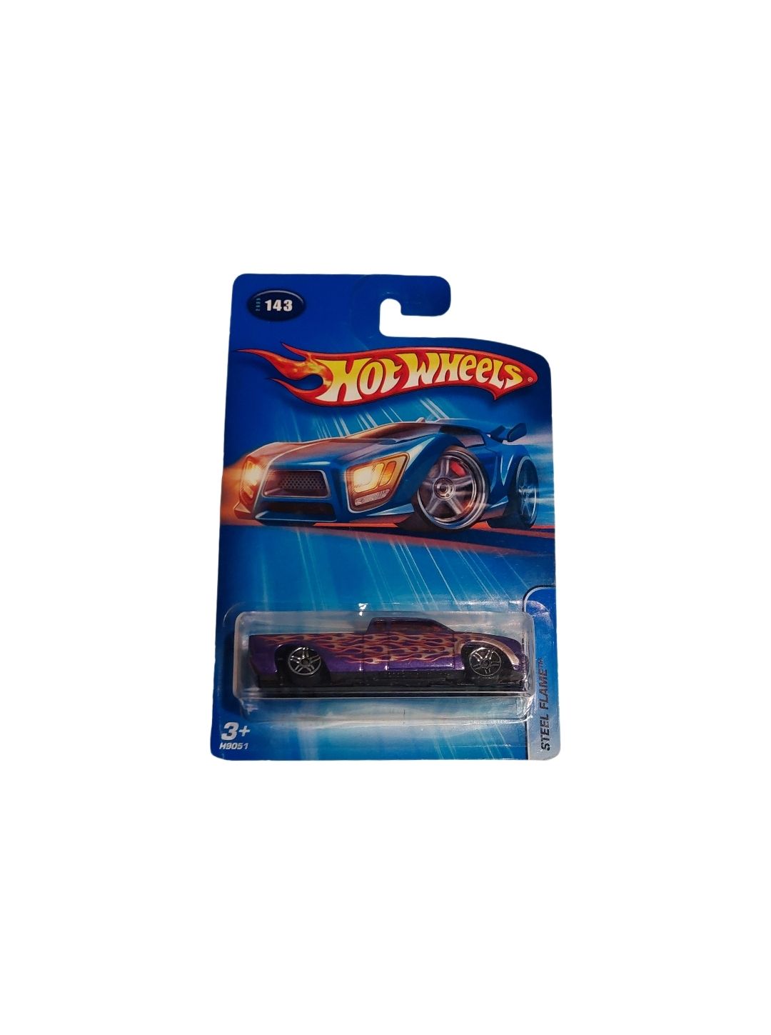 Hot Wheels 2005 Steel Flame #143 Purple w/ Flames 1:64 Die-Cast – New on Card