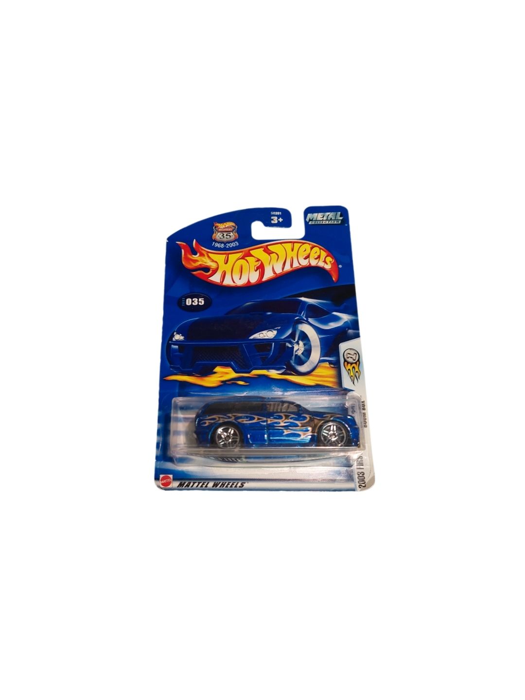 Hot Wheels 2003 First Editions Boom Box #35 Blue w/ Flames 1:64 Die-Cast – New on Card