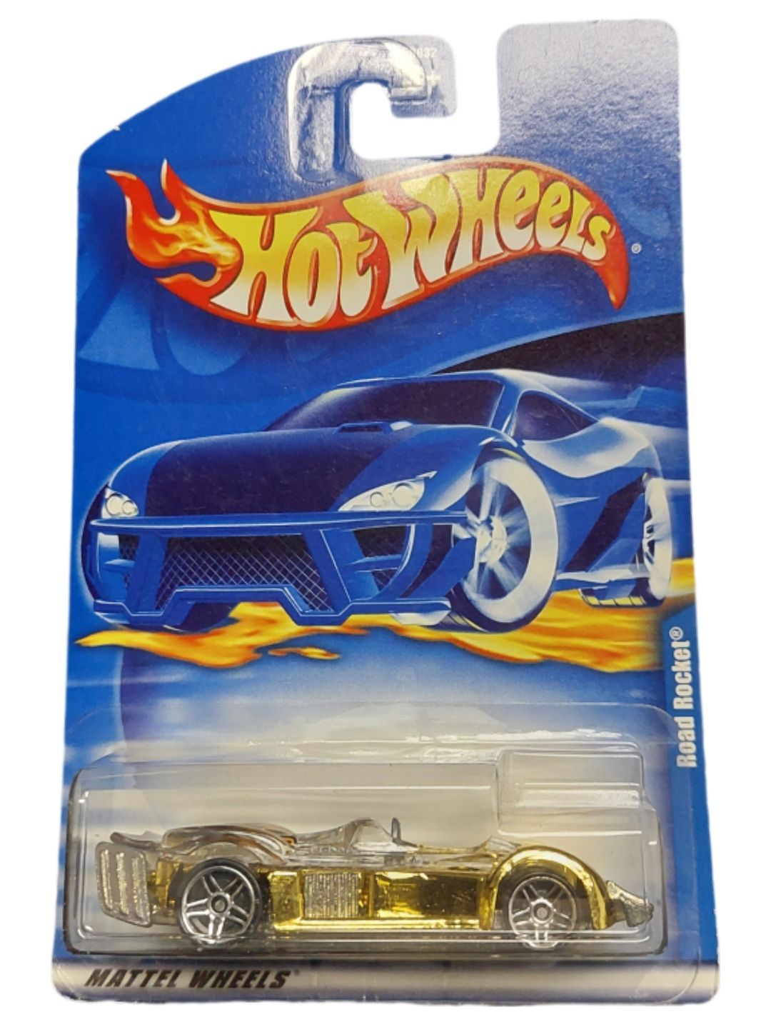 ​2001 Hot Wheels Road Rocket – Chrome Gold with Flames – Collector #50632