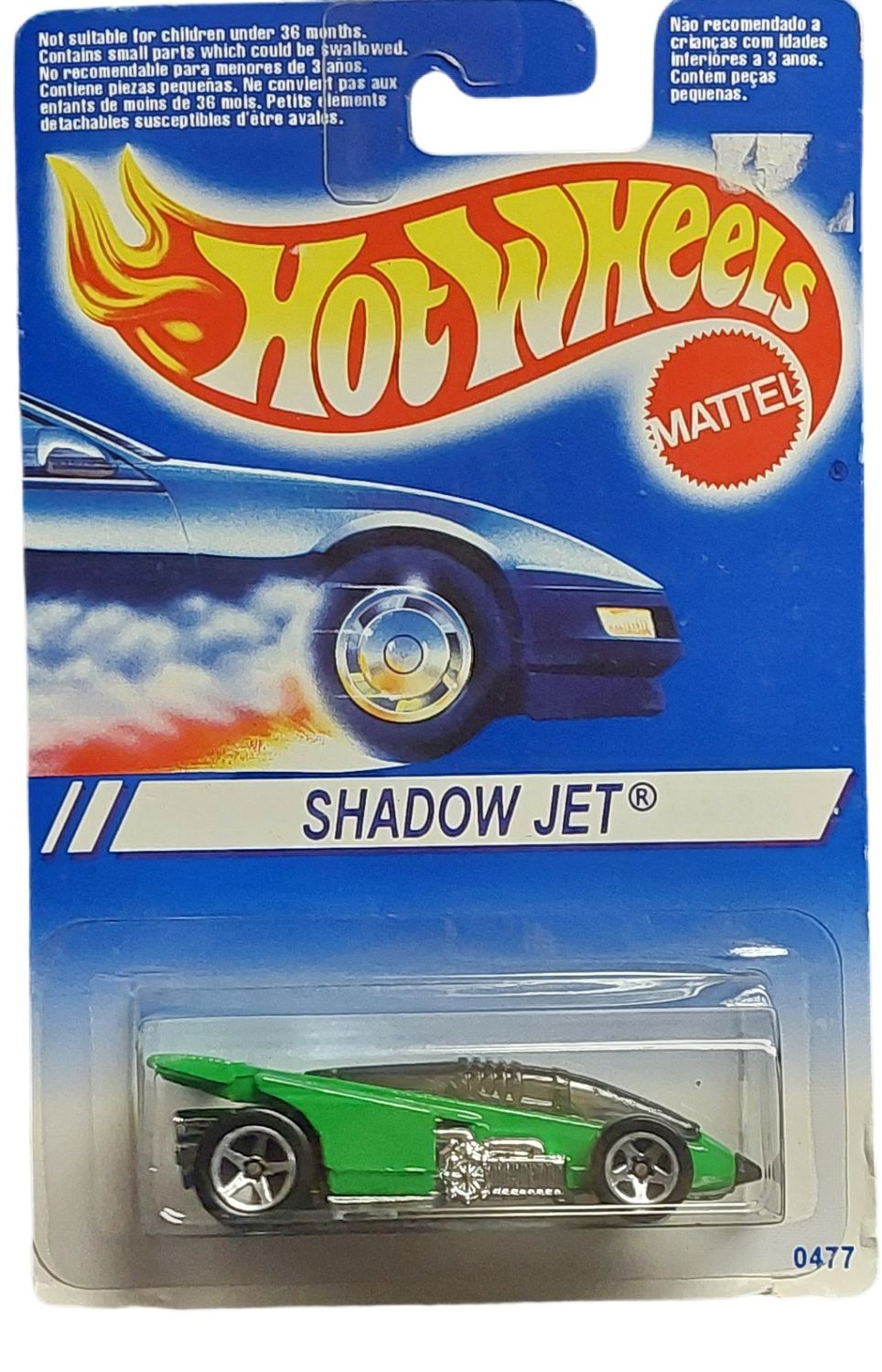 1995 Hot Wheels Shadow Jet – Hot Hubs Series – Green – New on Card