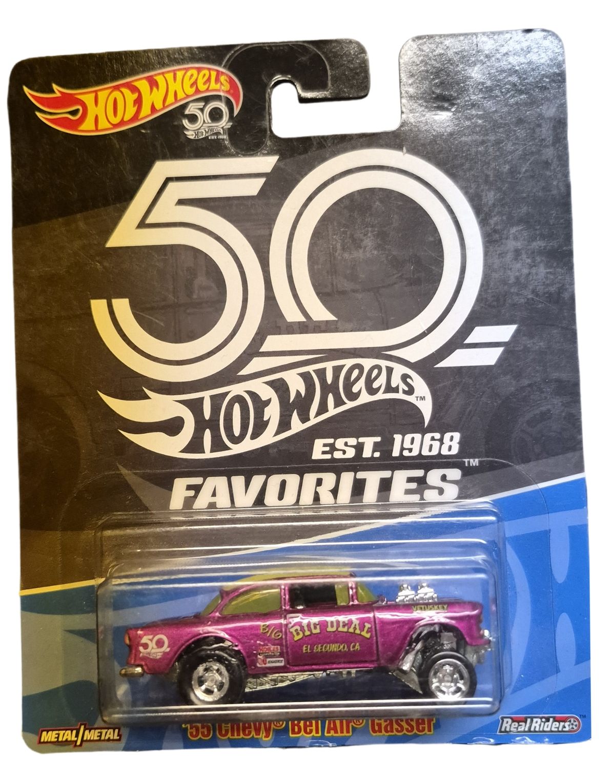 2018 Hot Wheels ’55 Chevy Bel Air Gasser – 50th Anniversary – Real Riders #8/10 – New on Card 🇨🇦