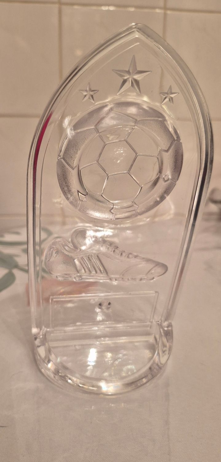 ​Vintage Clear Acrylic Soccer Trophy Award – Blank Engraving Plate (6.5")