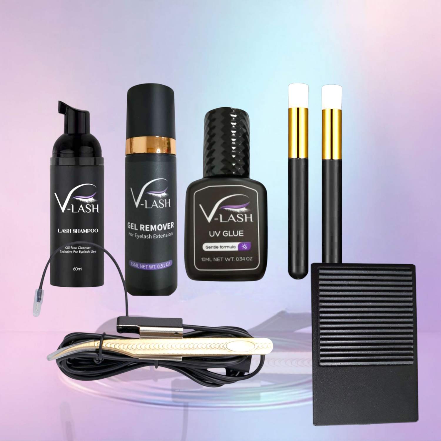 V-Lash Pro LED Eyelash Extensions Light-infused Tweezer Lamp System Kit.