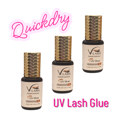 UV LED 1 Second Eyelash Extensions Glue 10mL.  Transparent color.