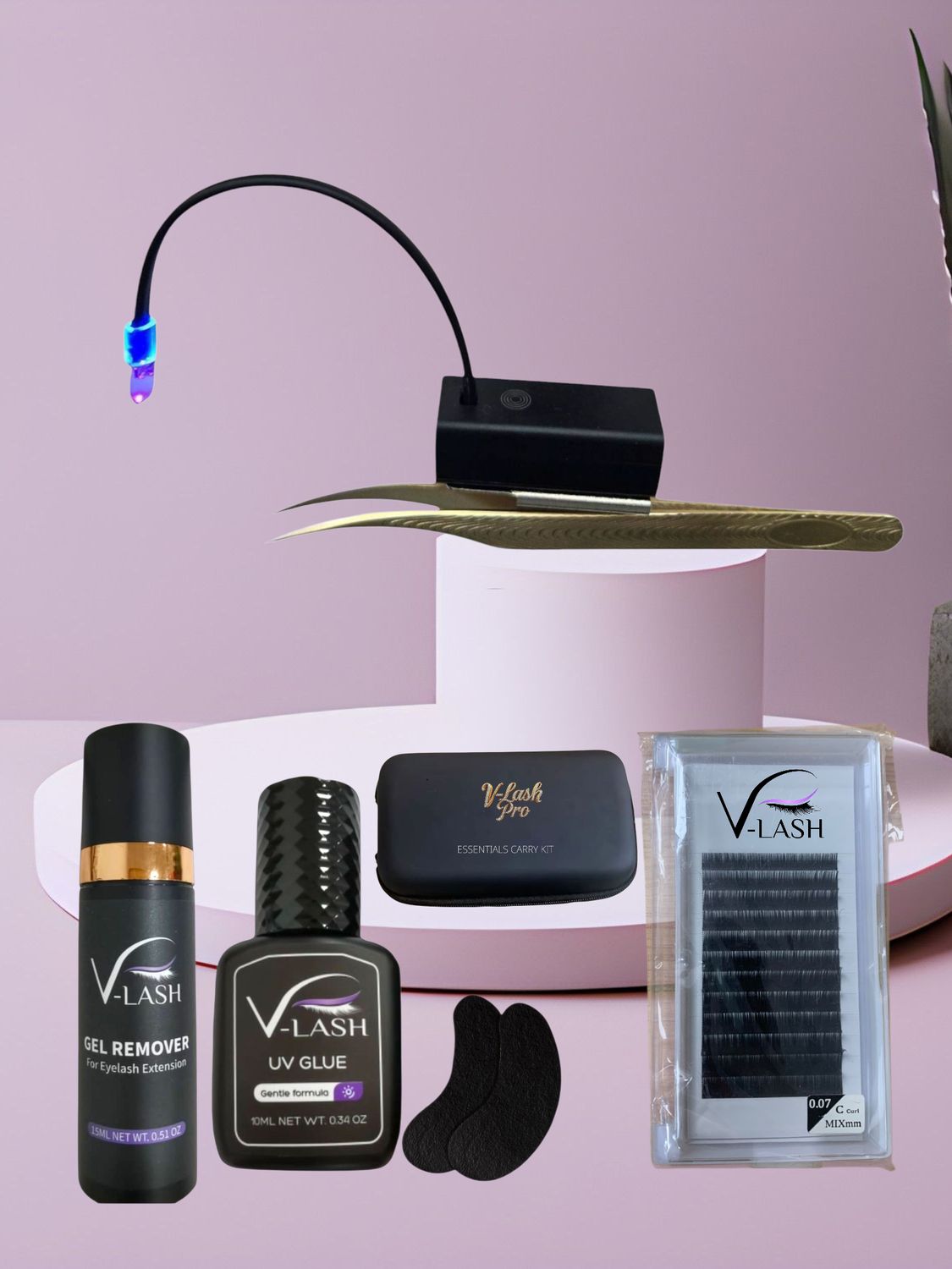 V-Lash Pro Cordless Touch LED Gel Eyelash Extensions grafting kit.