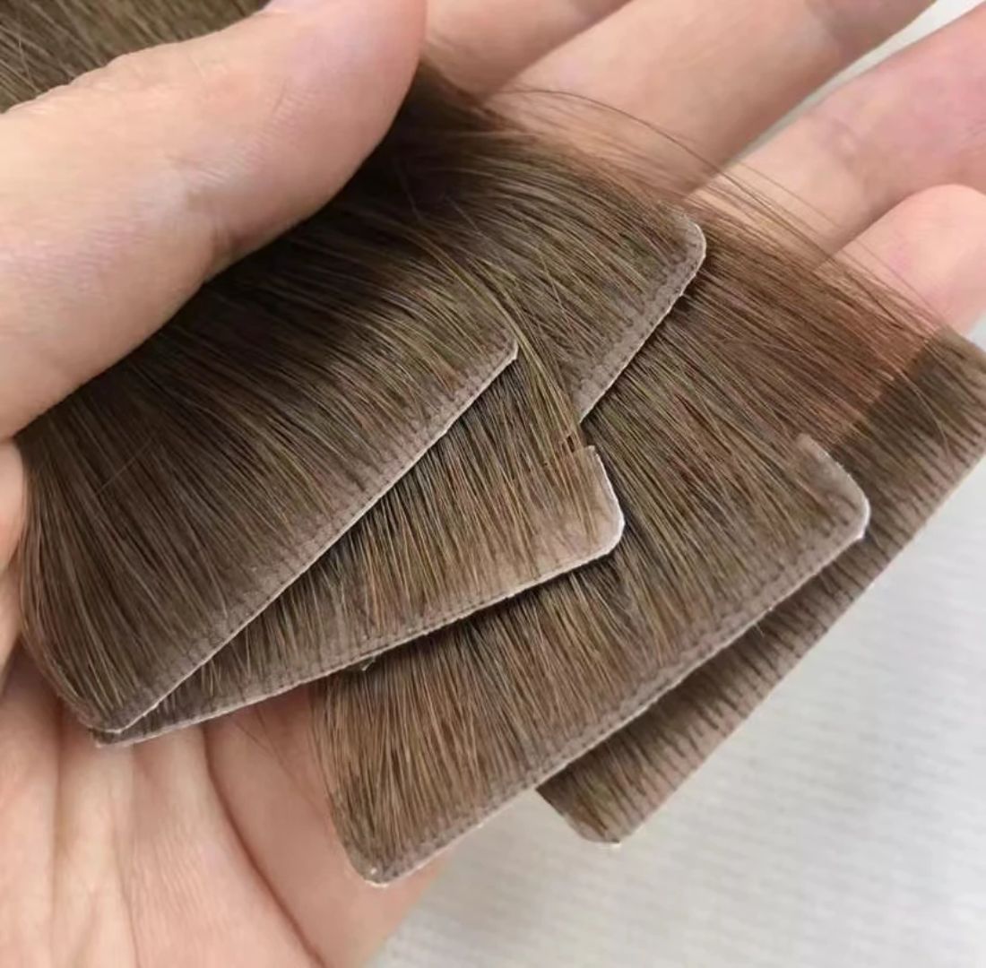 Invisible, Skin-like Virgin Remy Tape-in Hair Extensions.