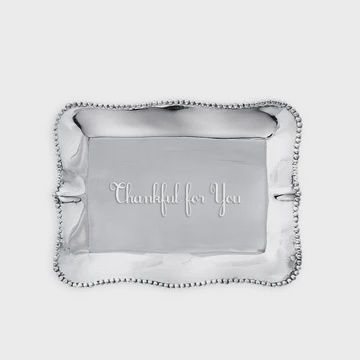 GIFTABLES Pearl Denisse Rectangular Engraved Tray "Thankful for You"