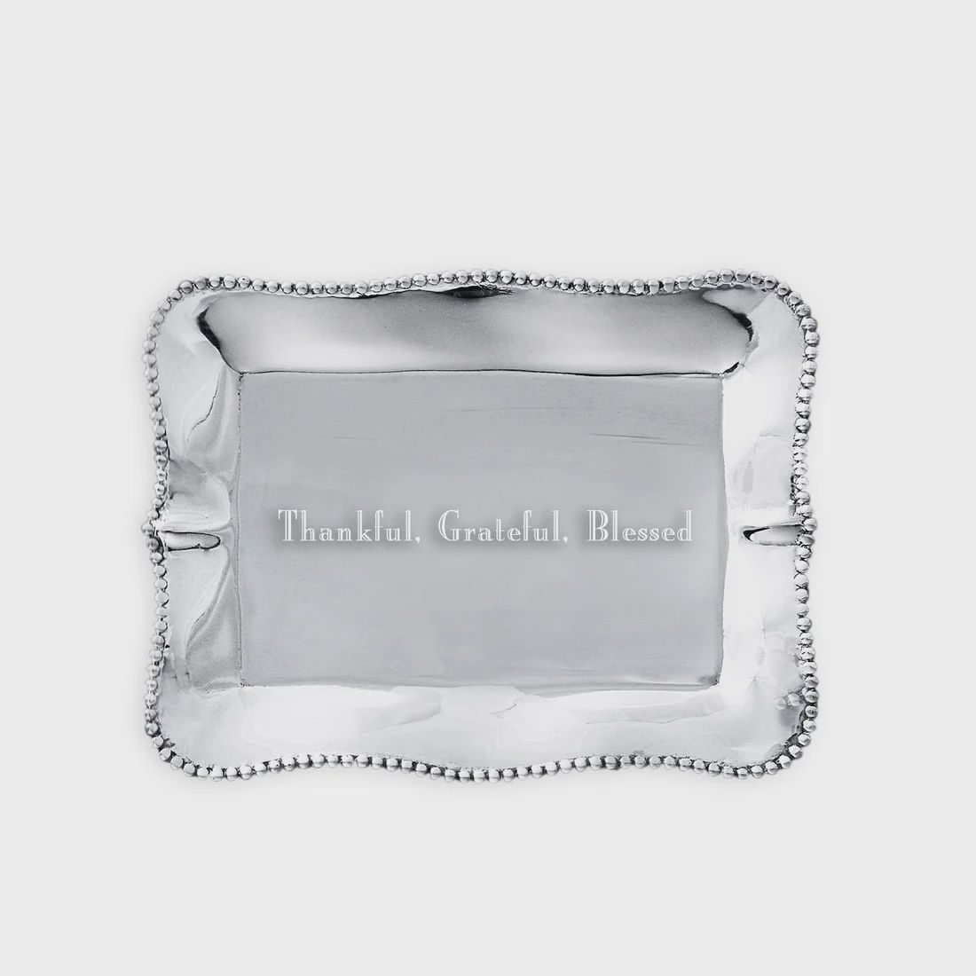 GIFTABLES Pearl Denisse Rectangular Engraved Tray "Thankful, Grateful, Blessed"