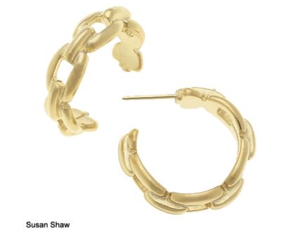 SS Small Handcast Gold Chain Circle Hoop Earrings