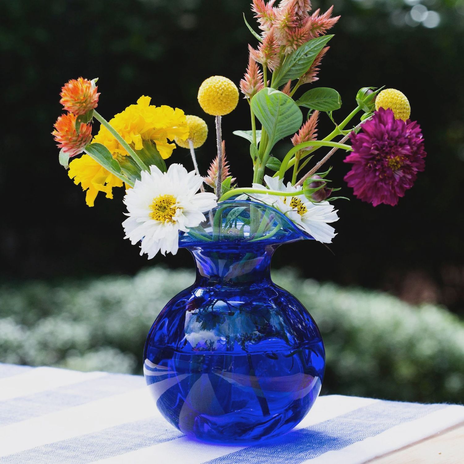 Vietri Hibiscus Glass Colbalt Blue Bud Vase