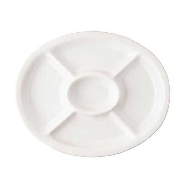 Puro 15”  Divided  Platter - Whitewash