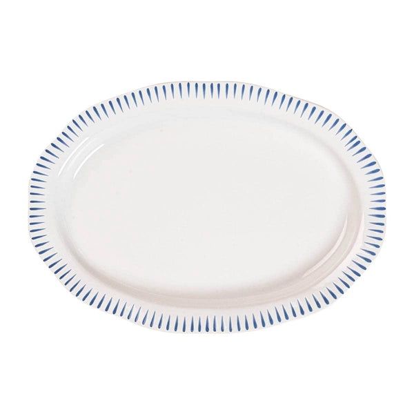 Sitio Stripe 17” Serving Platter - Delft Blue