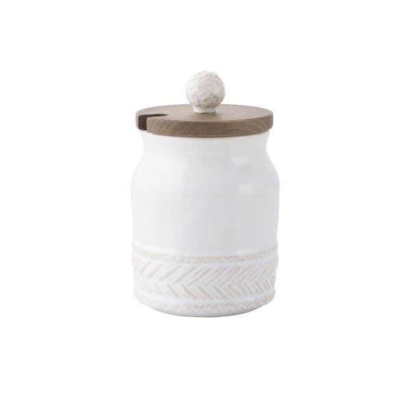 Le Panier Sugar Bowl with Wooden Lid - Whitewash