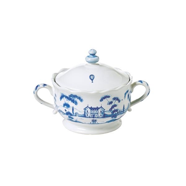 Country Estate Sugar Bowl with Lid - Delft Blue