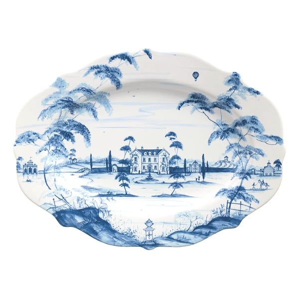 Country Estate 18.5” Platter - Delft Blue
