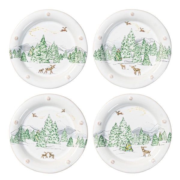 Berry &amp; Thread North Pole Side/Cocktail Plate Assorted Set/4