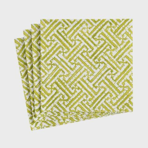 Caspari Cocktail Napkins, Style: Fretwork Moss Green