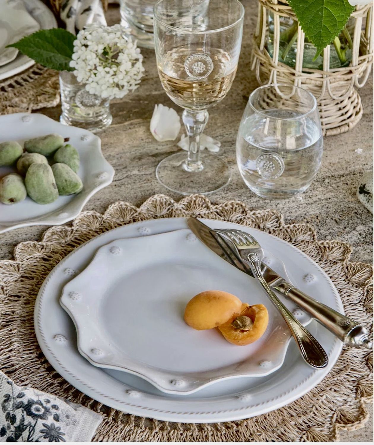 Berry &amp; Thread Scalloped Dessert/Salad Plate - Whitewash