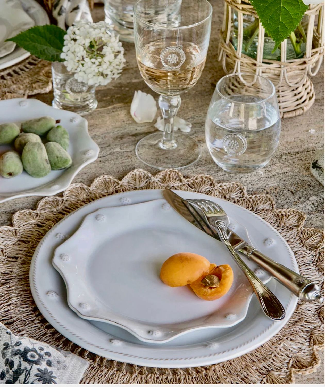 Berry &amp; Thread Scalloped Dessert/Salad Plate - Whitewash