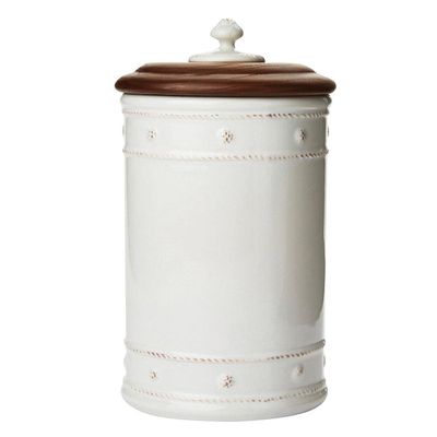 Berry &amp; Thread 11.5” Canister with Wooden Lid - Whitewash