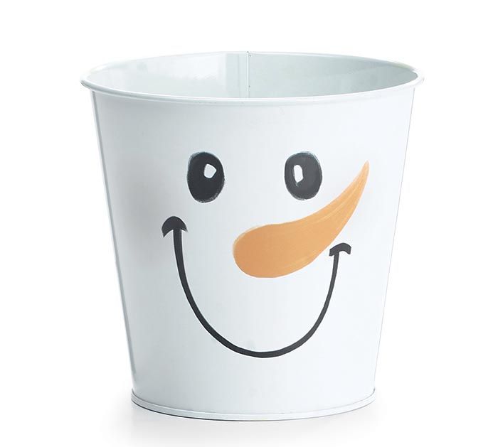 4" Tin Snowman Face Pot Cover