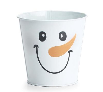 4" Tin Snowman Face Pot Cover