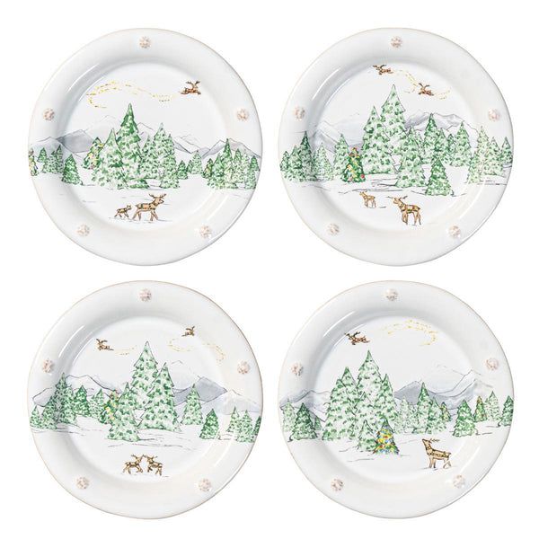 Berry &amp; Thread North Pole Side/Cocktail Plate Assorted Set/4