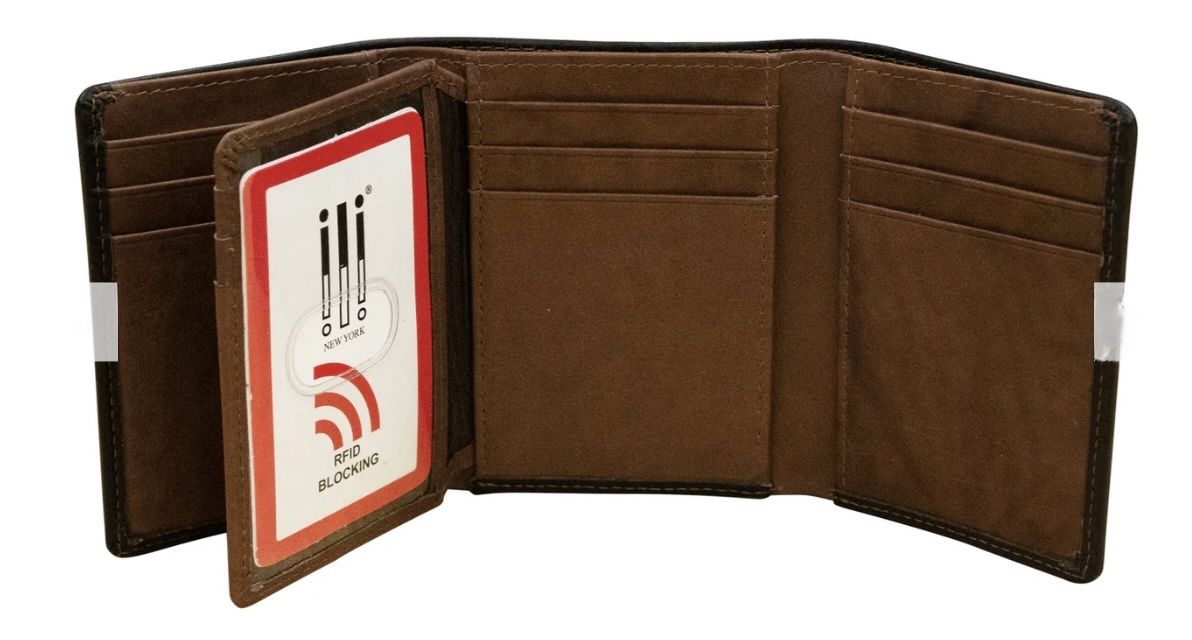 Men's Leather Tri-Fold Wallet in Toffee