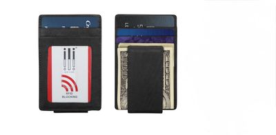 Black Money Clip Leather Wallet