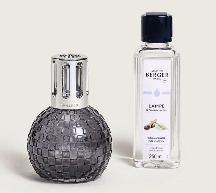 Disco Grey Fragrance Lamp Gift Set with Pure White Tea