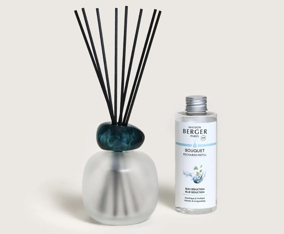 Mineral Frosted/Emerald Reed Diffuser Gift Set with Bleu Séduction