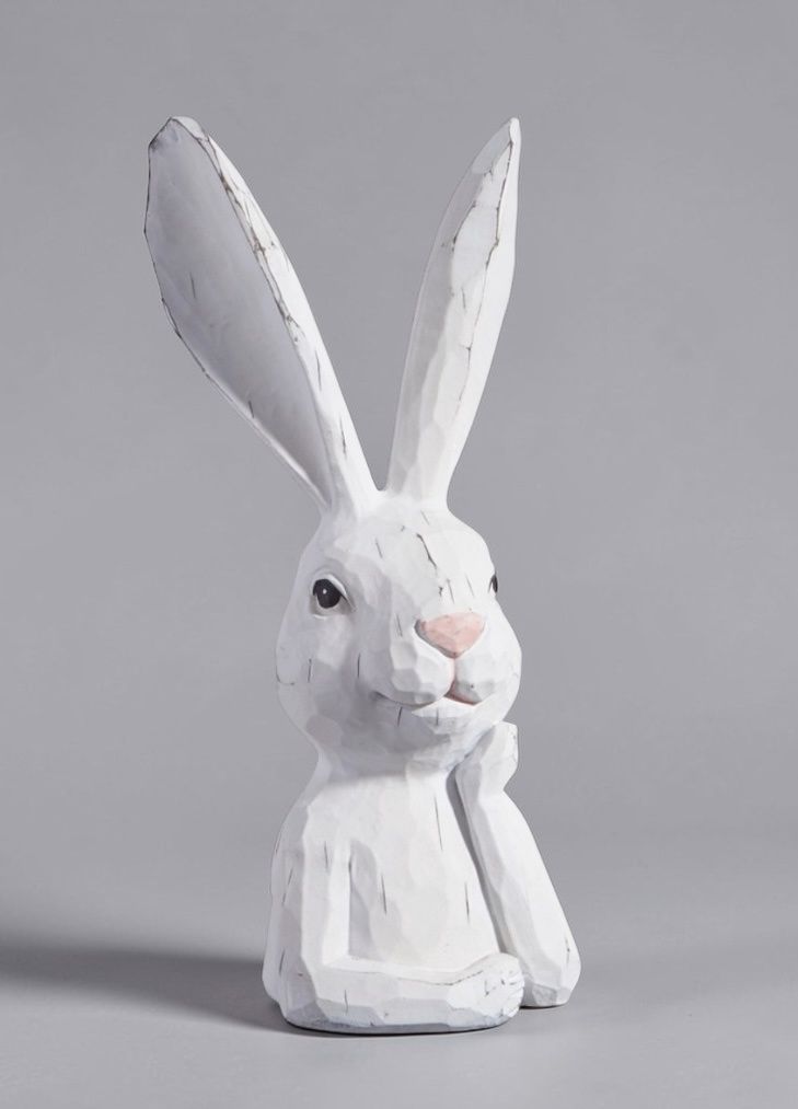 White Thinking Rabbit Bust