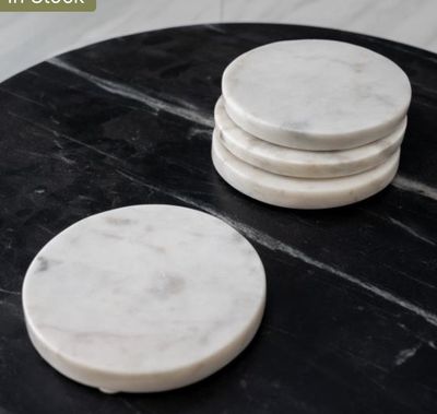 White Marble Coasters Set of 2