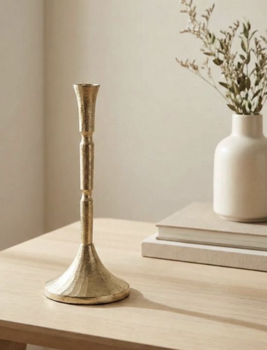 Gold Textured 12" Candle Holder