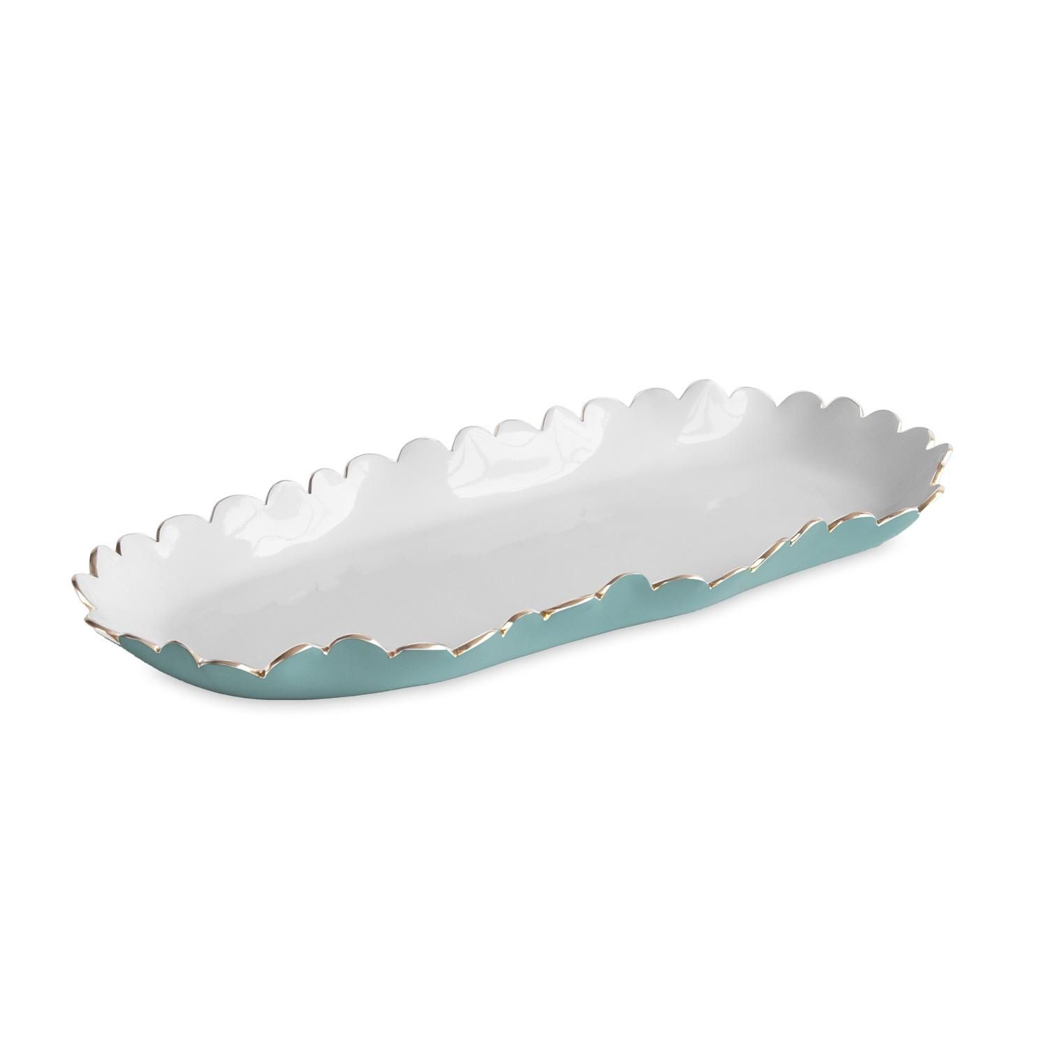ENCANTO Collete Oblong Tray, Colour: turquoise and white