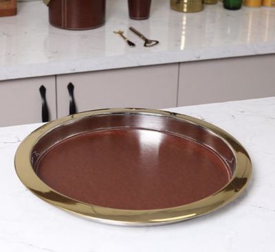 Faux Leather Round Tray