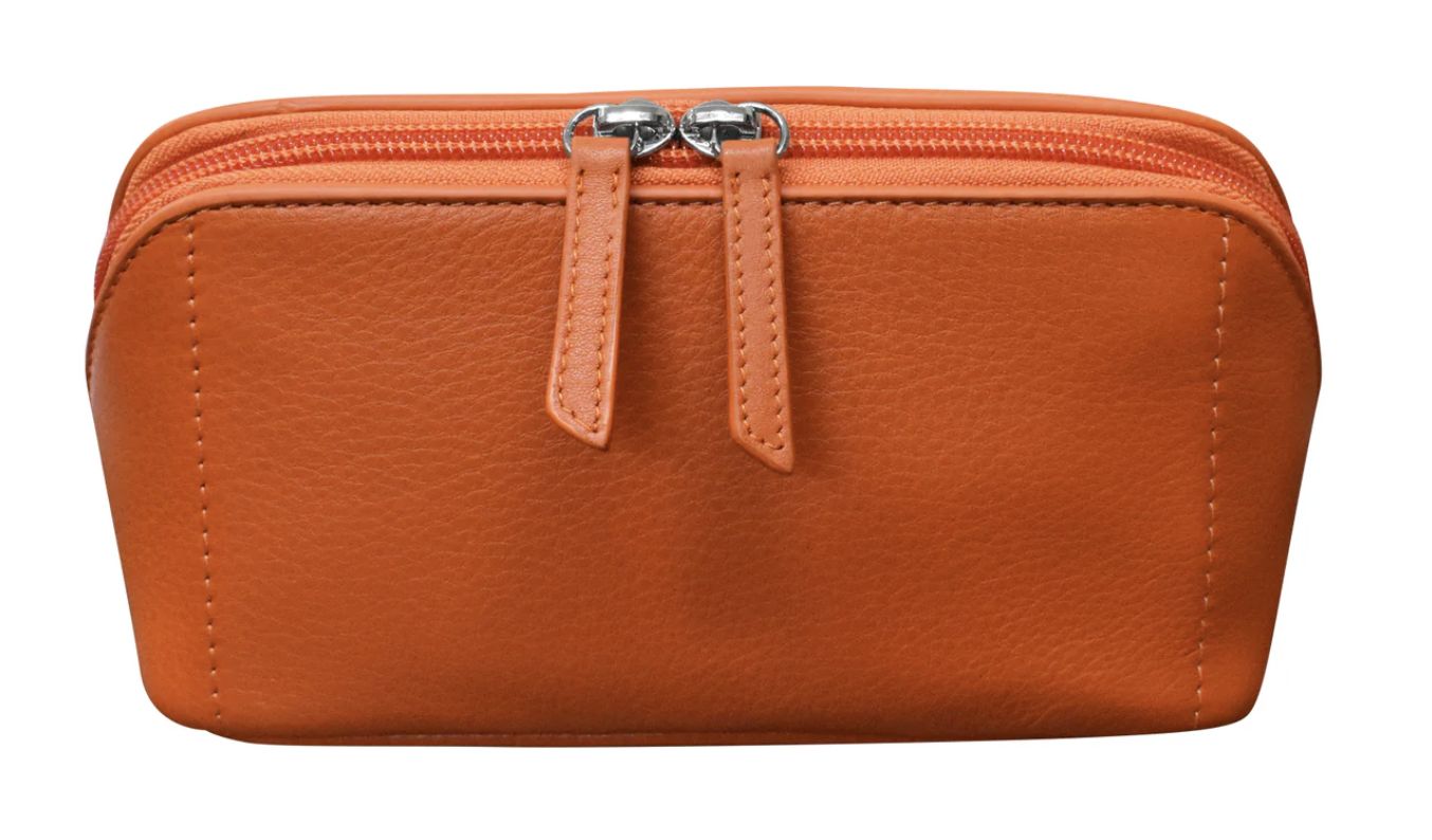 Genuine Leather Make-Up Bag, Colour: Orange