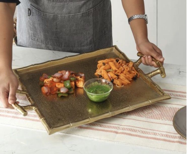 Large Gold Handled Tray