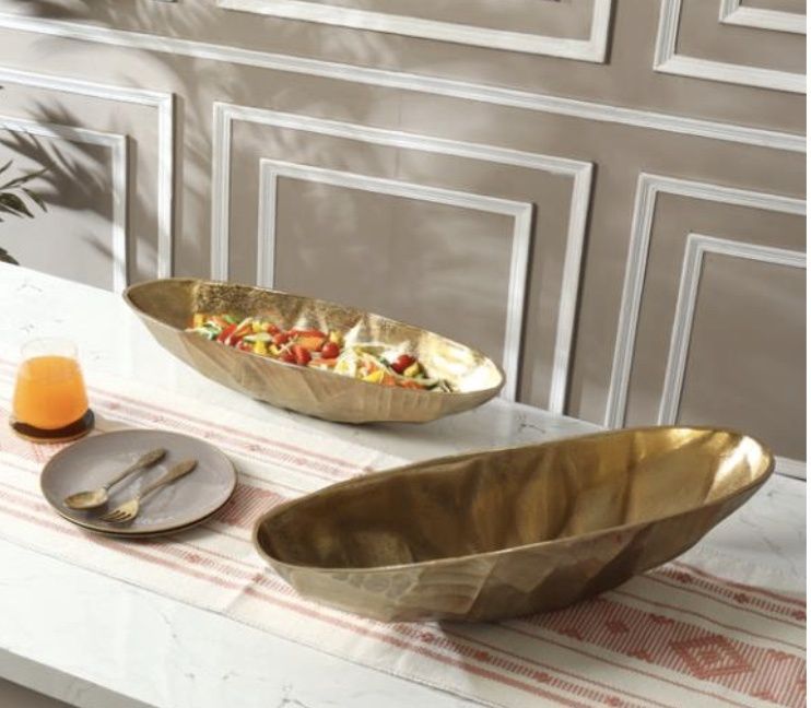 Modern Faceted Gold Display Bowl