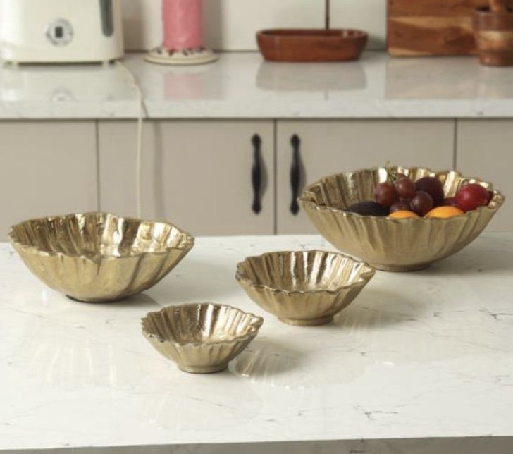 Golden Ripple Textured Decorative Bowl