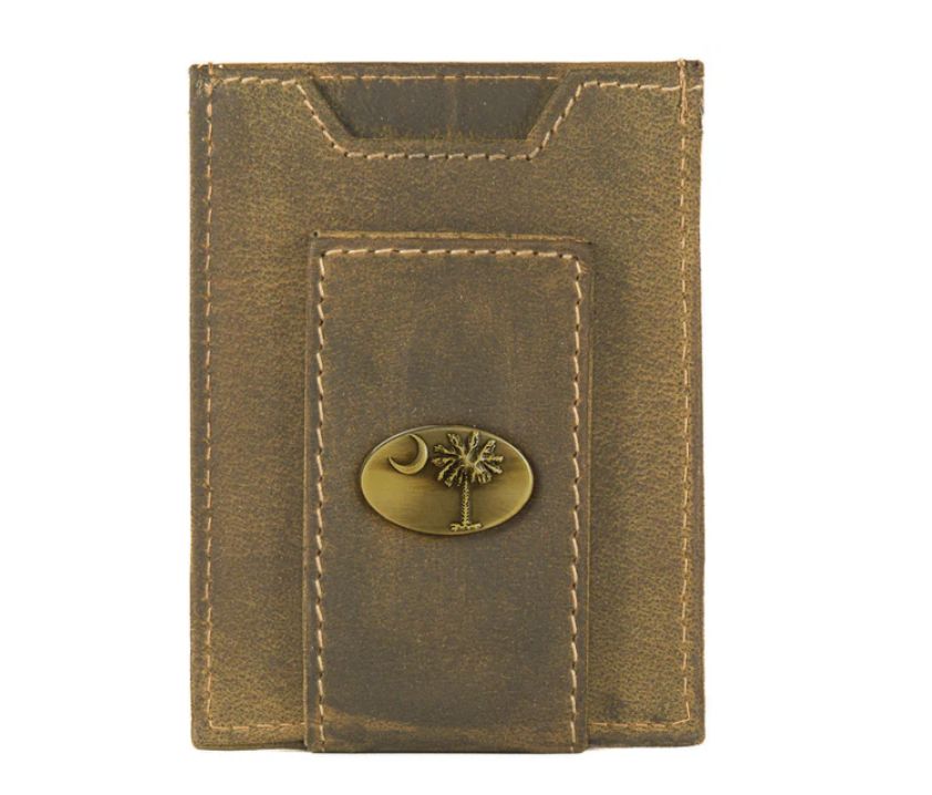 Leather Magnetic Wallet, Style: SC Palmetto