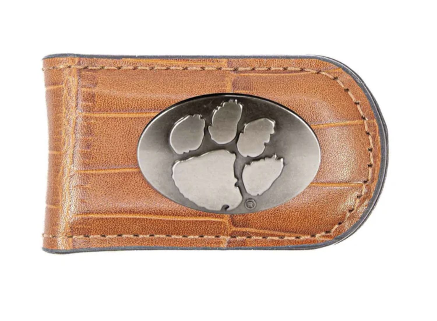 Leather Magnetic Money Clip, Style: Clemson Tigers Croc
