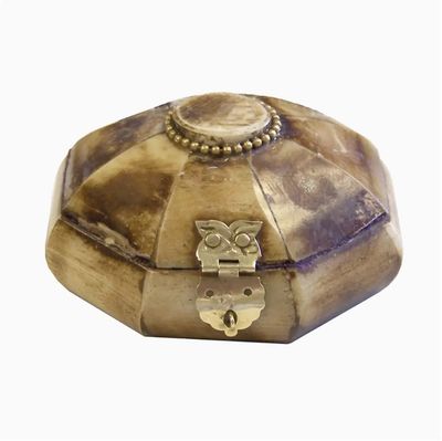 Antiqued Bone Box w/Brass Latch